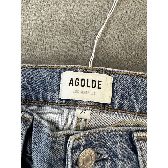 Agolde Wilder Light Wash Distressed Mid-Rise Comfort Straight Leg Jeans sz 27 - Picture 12 of 14